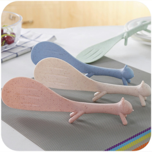 squirrel rice spoon non-stick rice spoon cute rice spoon spoon wheat straw material household rice shovel