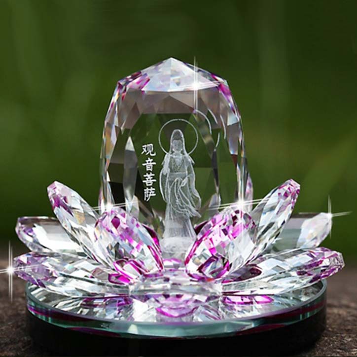 新款内雕观音莲花水晶香水座汽车香水批发汽车实用汽车香水座批发