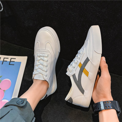 Summer Chic Board Shoes Korean Style Fashionable All-Match White Shoes Microfiber Casual Shoes Men‘s Fashionable Shoes 9089
