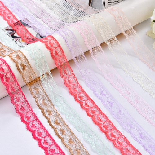 colorful peach heart bright silk non-elastic lace boutique decorative handmade materials accessories factory direct