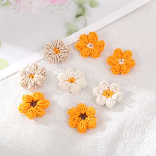 wholesale hand crocheted flower diy knitting small flower accessories sweater home textile clothing accessories can be customized