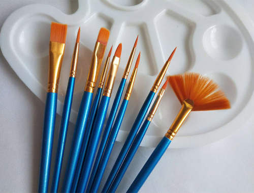 10 Pearlescent Blue Rod Watercolor Brush Set Nylon Hand Brush Oil Brush Set