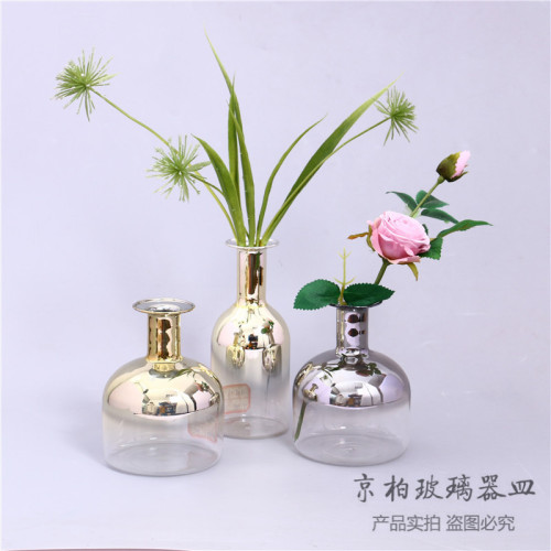 Nordic Light Luxury Glass Hydroponic Vase Container Office Interior Desktop Green Plant Modern Ornaments Decorations