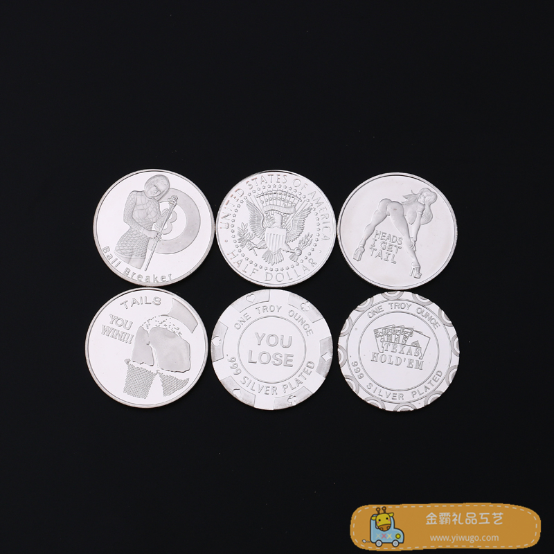 个性时尚酒吧模特牛仔女图案刻印金银色纪念勋章金属牌 厂家直销