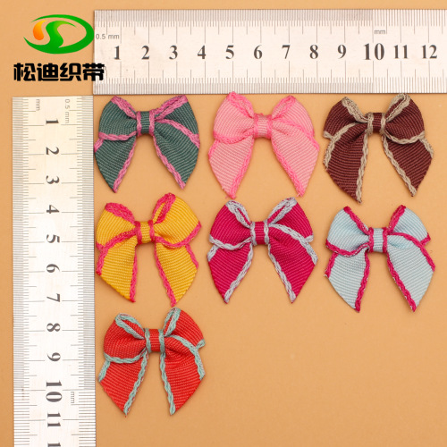 Factory Direct Sales Lock Edge rib Ribbon Flower Girl‘s Clothing Toy Accessories Children‘s Hair Accessories Bow Small Flower