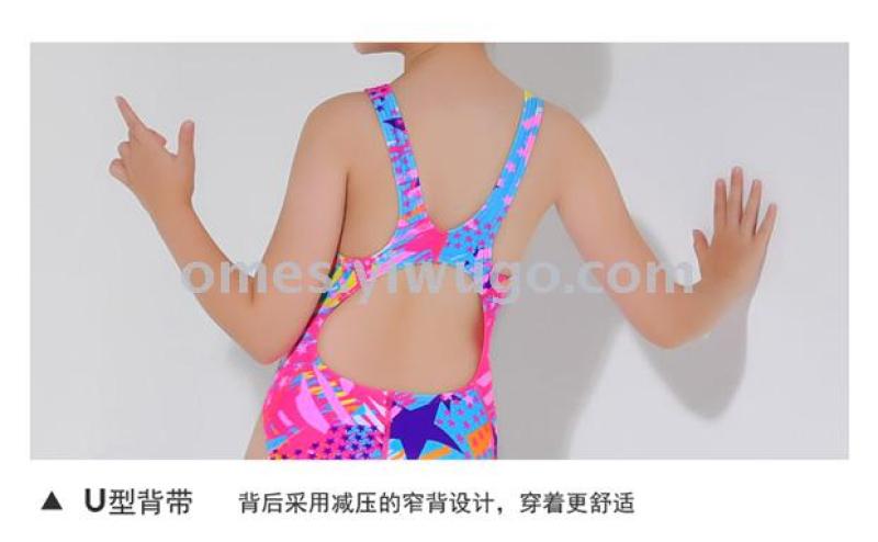 儿童专业泳衣连体游泳衣中大童女童学游泳训练三角连体泳衣详情7