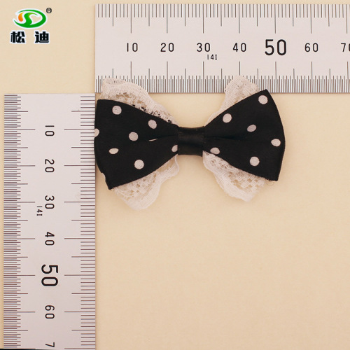 eight points polyester black printing point lace bow tie bow clothing accessories