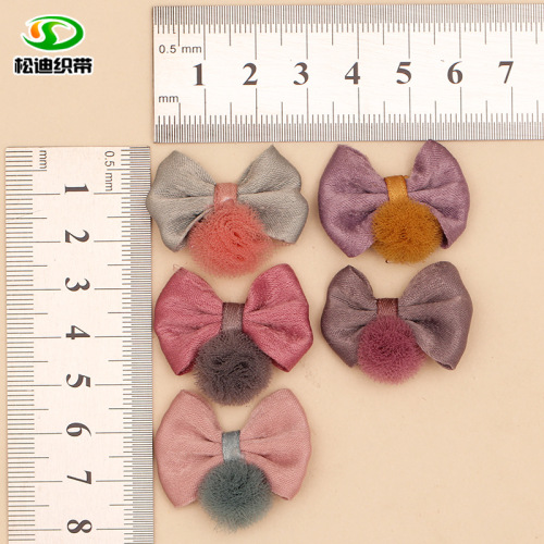 spot wholesale korean silk ribbon fur ball children‘s clothing socks accessories bow