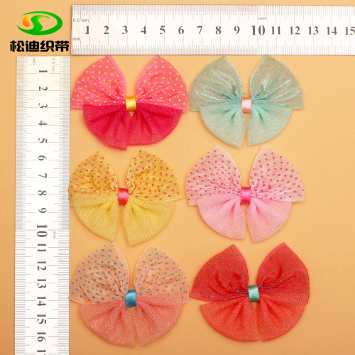 Yiwu Factory Snow Yarn Polka Dot Flower children‘s Toy Bow Hair Accessories Girls‘ Accessories 