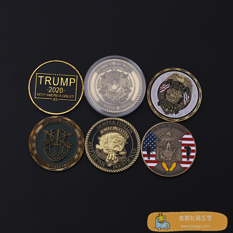 美利坚海空陆军部队代号徽记图案刻印纪念币 部队战役战史纪念币