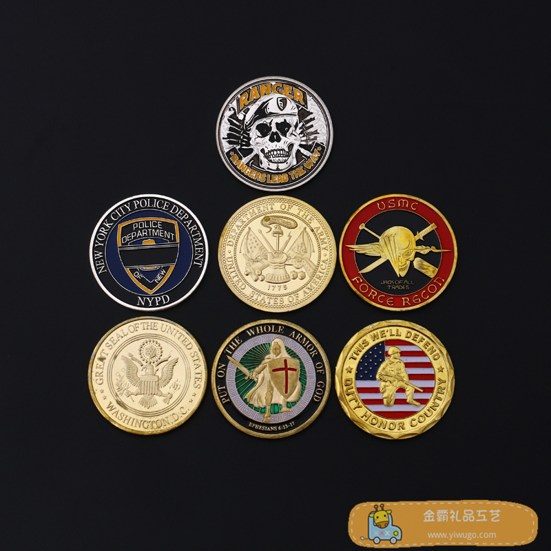 各式部队军种代号标志装饰纪念币纪念勋章 透明塑料外壳包装设计