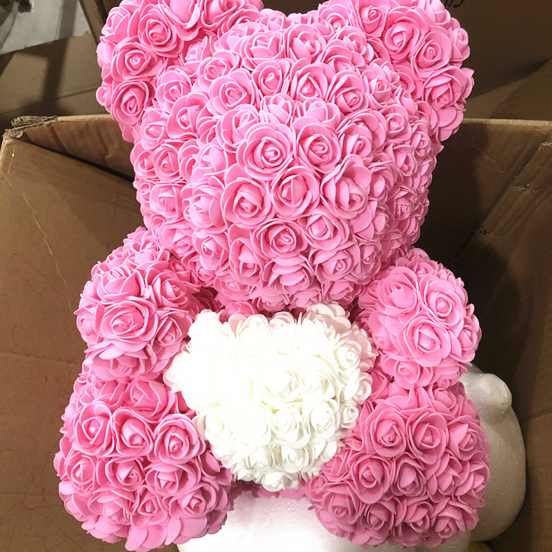 圣诞节情人节抖音同款礼物玫瑰花抱心熊花熊永生花熊生日礼物