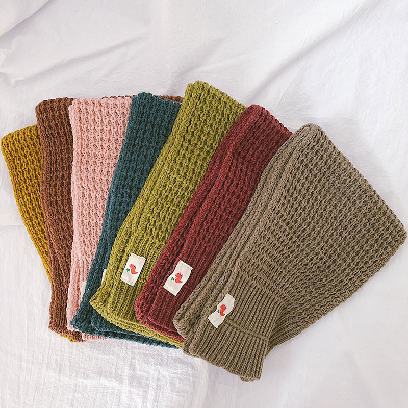 韩版加厚儿童毛线围巾秋冬季保暖围巾 小恐龙卡通白标男女童围巾