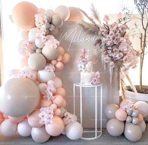 Cross-Border Hot Sale Morandi Color Balloon Chain Set Birthday Party Wedding Decoration Supplies Macaron Balloon combination 