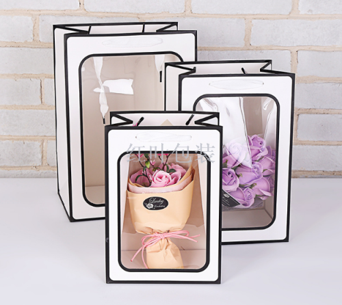 wholesale customized gifts paper paaging bags rge window printing in multiple colors