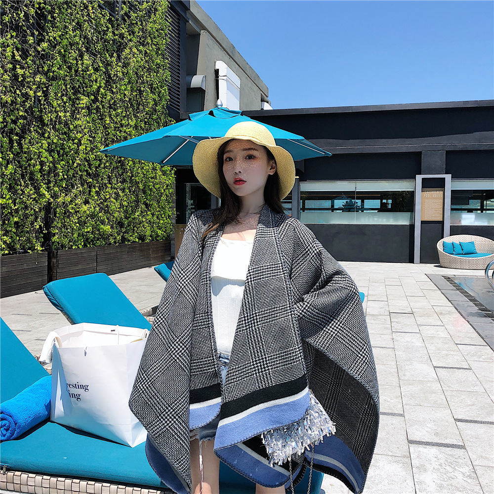 民族风斗篷式加大加厚保暖围巾秋冬女沙漠旅游毛毯复古仿羊绒披肩