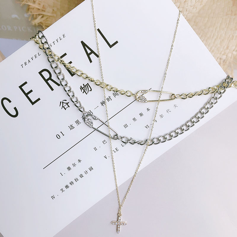 新款别针十字架项链项饰时尚酷炫韩版冷淡风ins港风欧美街拍网红