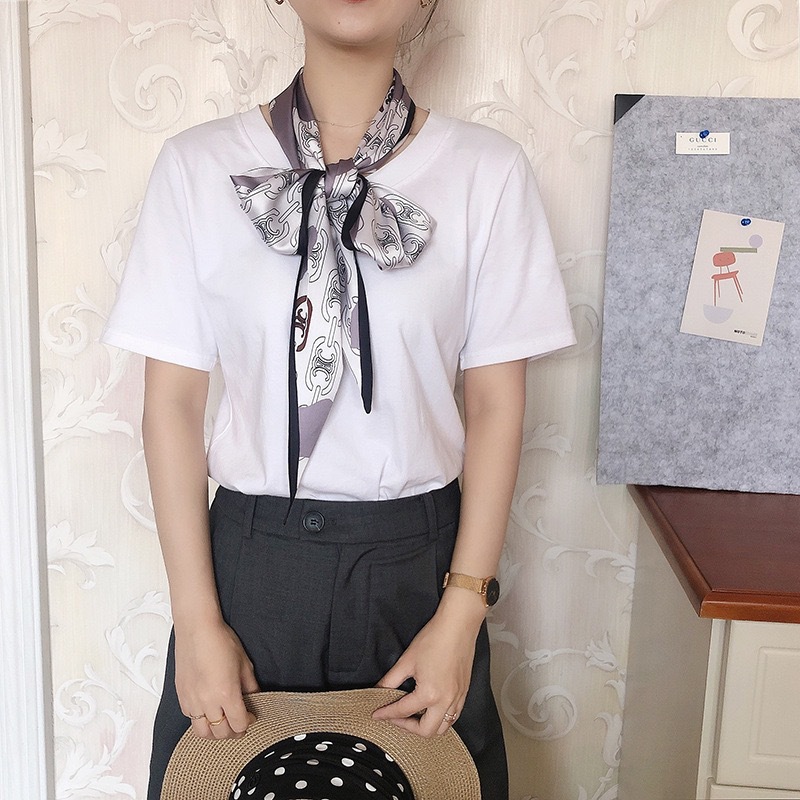 2020新款时尚甜美长条飘带白领气质领巾围巾女百搭仿真丝丝巾定制