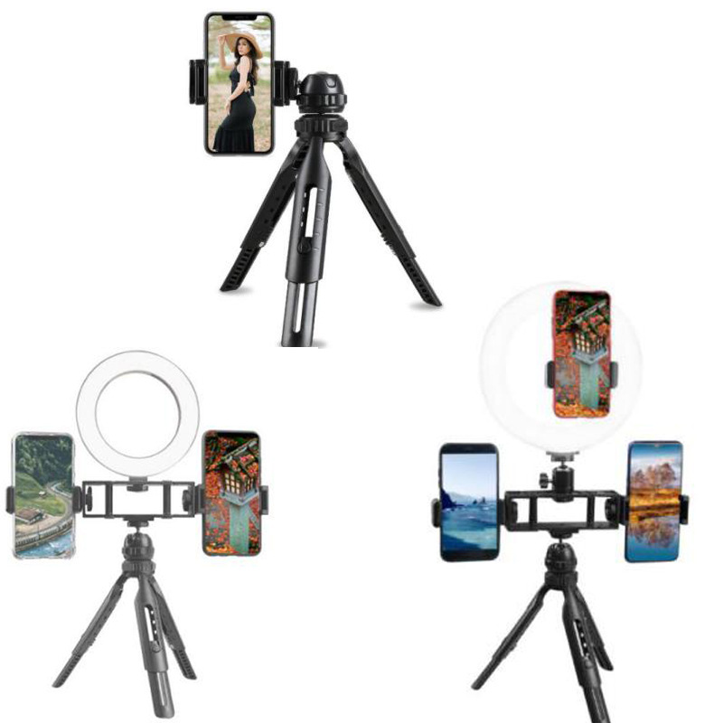 外贸热销美颜直播补光灯8寸LED美颜环形灯手机拍照自拍支架套装