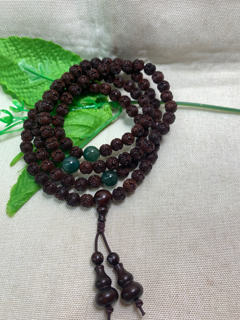 小叶紫檀金全雕双面莲花佛珠手链饰品礼品