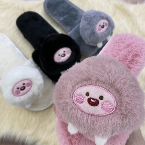 2020 autumn new furry slippers fashion slippers open slippers home slippers sandals rabbit fur slippers