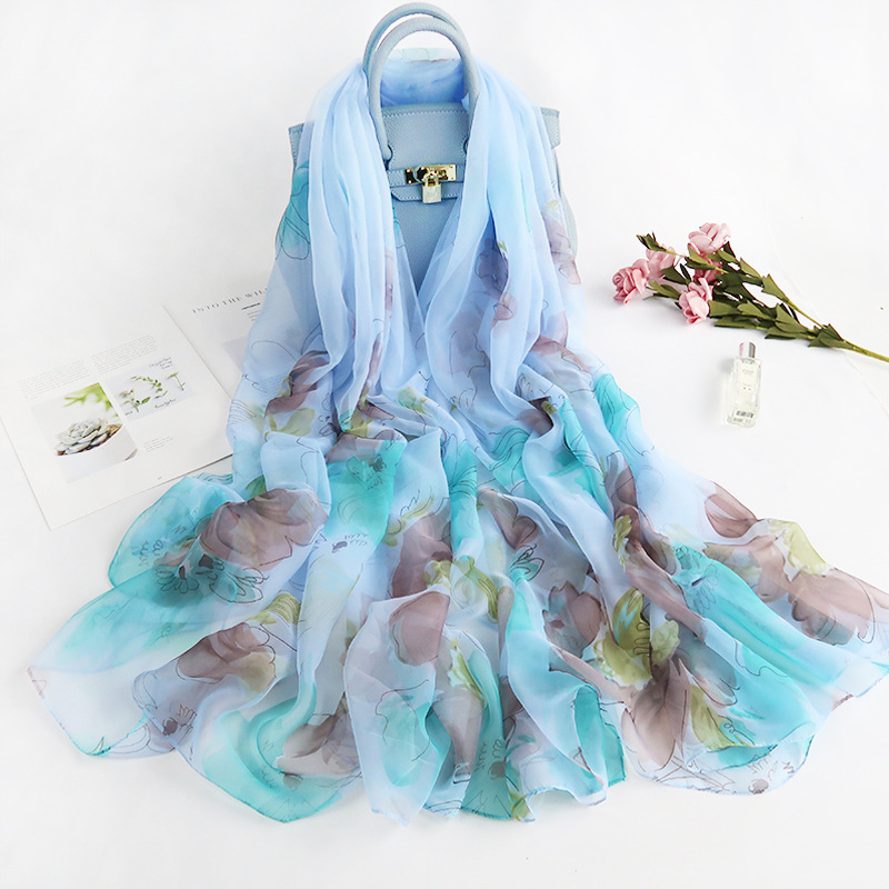 夏季礼品仿真丝优柔纱长巾2020新款防嗮披肩围巾气质优雅丝巾定制