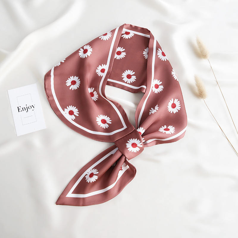 2020春夏新款小雏菊印花飘带时尚甜美围巾发带多功能领巾丝巾定制