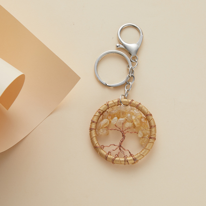 流行时尚创意金色碎石钥匙扣女生包包挂饰车钥匙挂件夜市地摊爆款