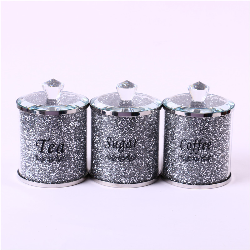 水晶玻璃糖果罐糖罐咖啡糖果茶叶收纳罐调料罐带钻工厂直销