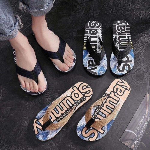 foreign trade new eva woven shoelace printing men‘s outdoor beach flip flops in stock support customized