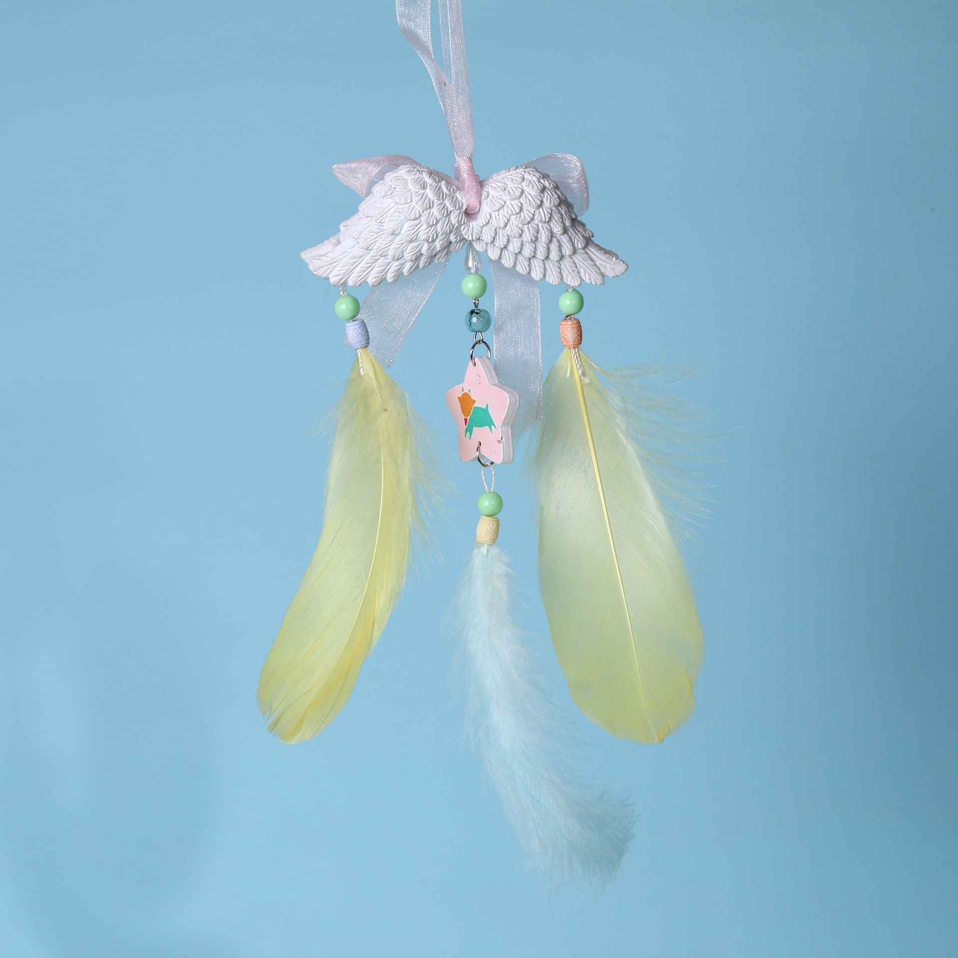 森系简约少女心捕梦网 羽毛风铃小饰品森系新款ins地摊节日礼物