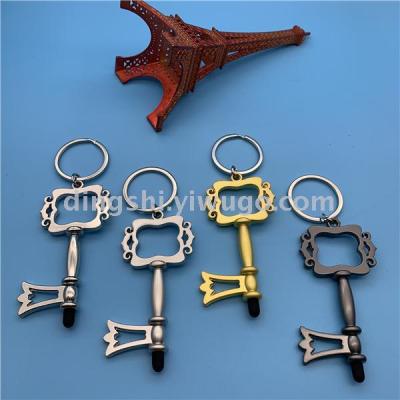 Guangdong Zinc Alloy Key Ring Metal Anti-Contact with Bottle Opener Mobile Phone Sliding Screen Press Elevator Multi-Functional Keychain