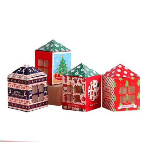 wholesale custom logo cistmas house-type gift paaging paper box apple candy paaging paper box