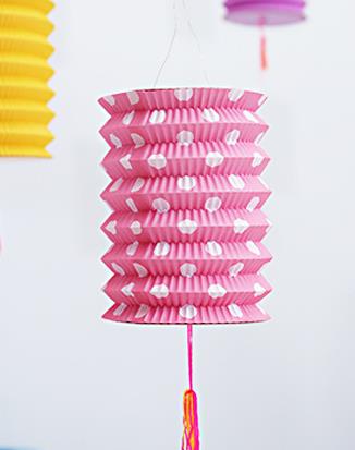 中秋风琴波点纸灯笼厂家批发幼儿园店铺挂饰儿童手提DIY伸缩折叠