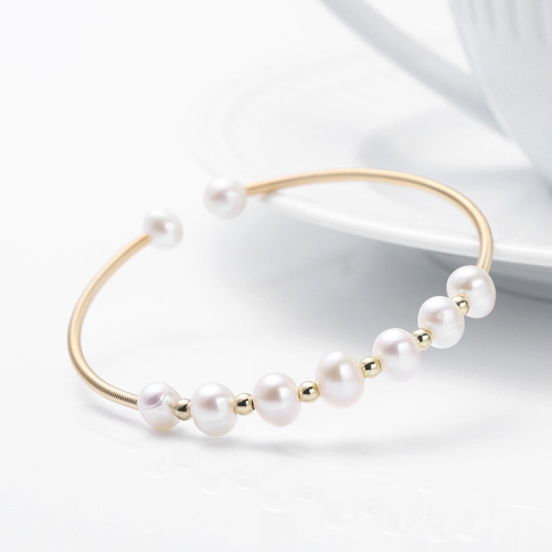 japan and south korea natural freshwater pearl 14k gold pearl bracelet straight row pearl bracelet tiktok e-commerce live selection