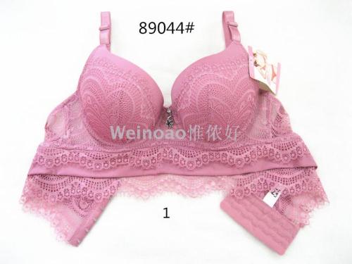 Cross-Border European Code with Steel Ring Lace Comfortable Sexy Six Breasted Bra 