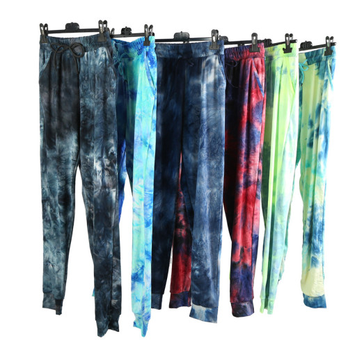Tie-Dye Graffiti Pants Casual Pants Long Legs Splash-Ink Elastic Waist Color Casual Pants Leggings Sports Women‘s Pants