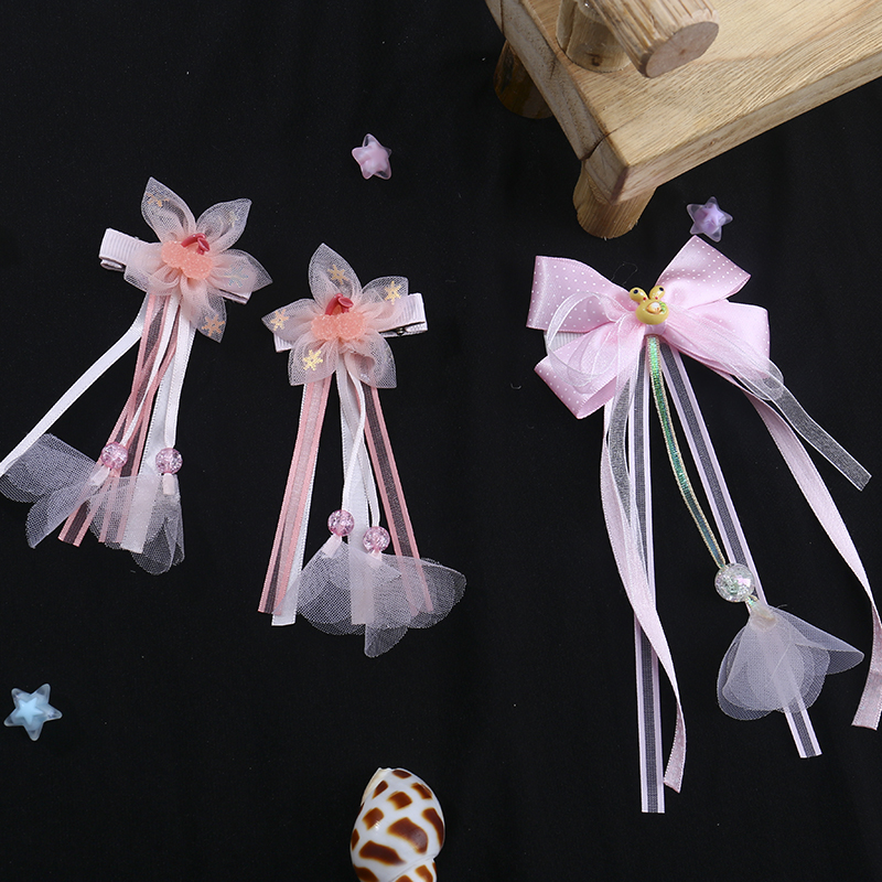 中国风儿童头饰汉服古风发夹发饰女童超仙唐装蝴蝶结可爱公主流苏