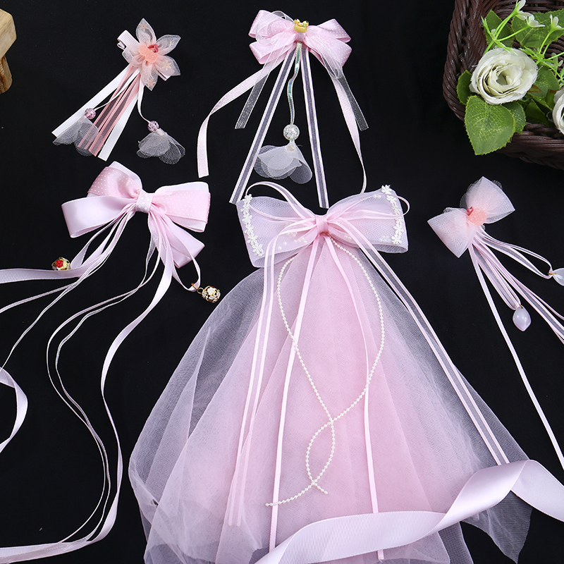 中国风儿童头饰汉服古风发夹发饰女童超仙唐装蝴蝶结可爱公主流苏