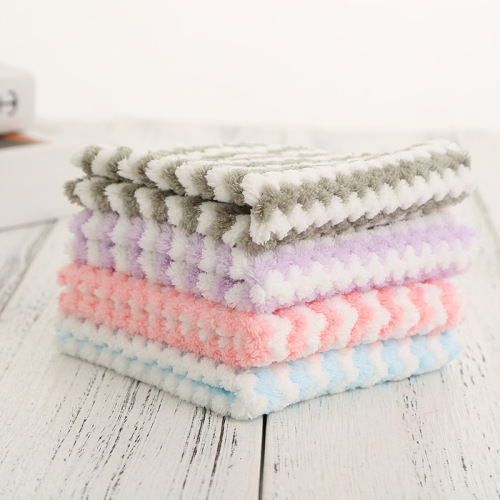 dishcloth square towel household dishcloth absorbent lint-free household cleaning kitchen supplies sticky coral fleece small towel