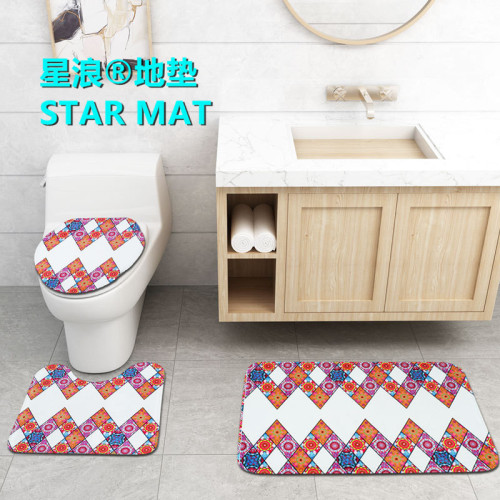 Xinglang Floor Mat Foreign Trade toilet and Bathroom Three-Piece Floor Mat Floor Mat Sponge 3D HD Printing Stereo Carpet