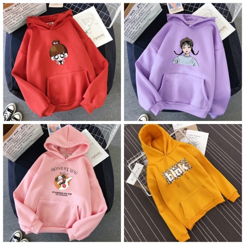 2020 autumn and winter new fleece women‘s hooded sweater loose sweater coat female foreign trade stall supply wholesale