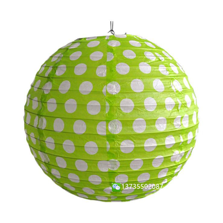彩色圆点印刷圆形纸灯笼波点厂家外贸灯罩派对节庆装饰折叠定制