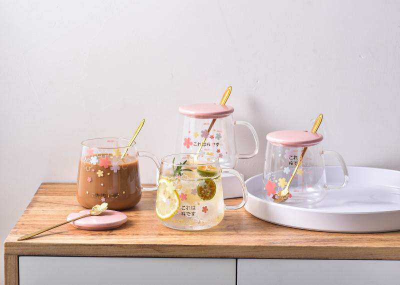 日系樱花玻璃杯冰淇淋杯咖啡杯