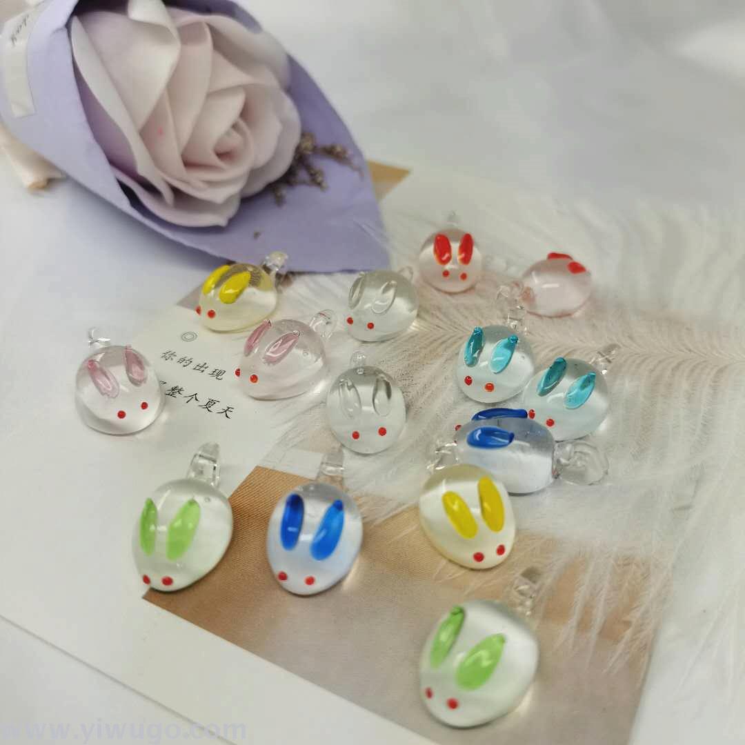 白玉兔日式琉璃珠diy手工小挂件发簪手链毛衣链配饰捷克琉璃散