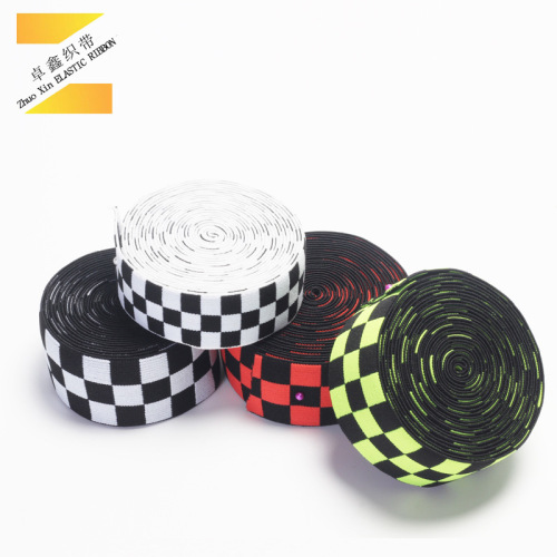 [Factory Direct Sales] Customized Black and White Plaid Color Jacquard Elastic Band Elastic Elastic Band High-Grade Shuttleless Waistband head