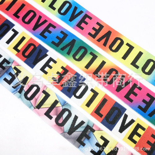 40mm jacquard elastic elastic band ribbon pattern digital printing pants waist head love with letters tide decorative accessories