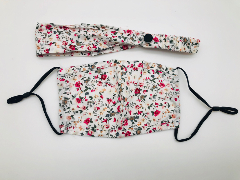 欧美时尚运动瑜伽发带口罩套装印花防尘可洗口罩防雾霾立体口罩详情2