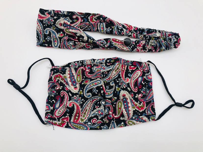 欧美时尚运动瑜伽发带口罩套装印花防尘可洗口罩防雾霾立体口罩详情7