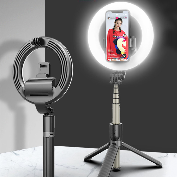 亚马逊跨境L07直播补光灯美颜神器LED环形补光灯蓝牙三角架主播灯
